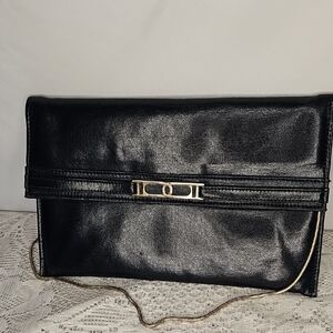 MaryAnn Rosenfeld Black Gold chain Strap Shoulder Bag Crossbody Party Handbag